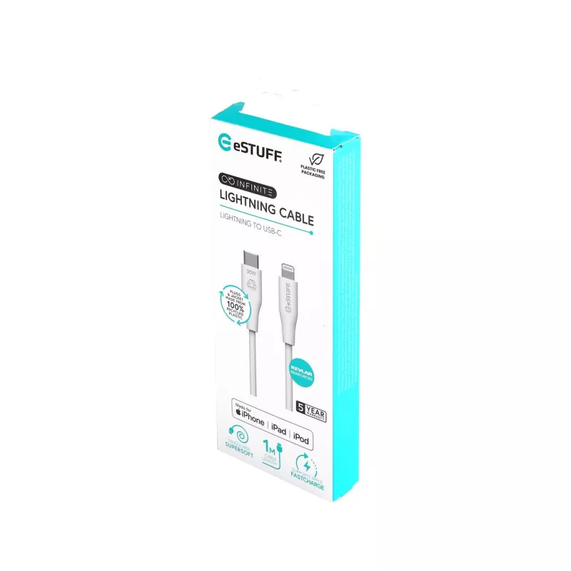 Lightning-kaapeli eSTUFF ES602170 1m USB C 2.4A 5V GRS-sertifioitu