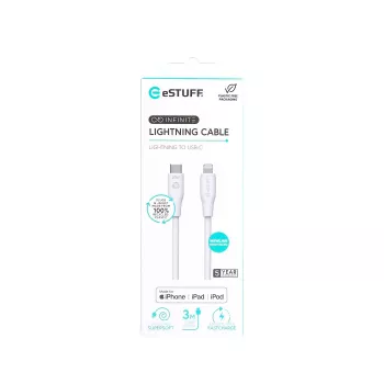 Lightning-kaapeli eSTUFF ES602370 3m USB-C 2,4A 5V