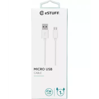 eSTUFF ES603007 USB-kaapeli USB 2.0 1 m USB-A - Micro-USB-B valkoinen