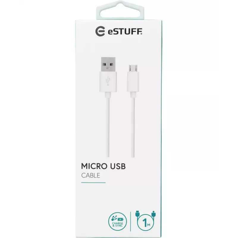eSTUFF ES603007 USB-kaapeli USB 2.0 1 m USB-A - Micro-USB-B valkoinen