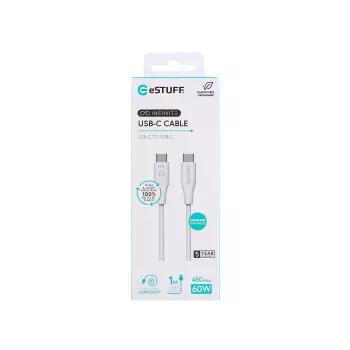 eSTUFF ES604170 USB-kaapeli USB 2.0 1 m USB-C valkoinen