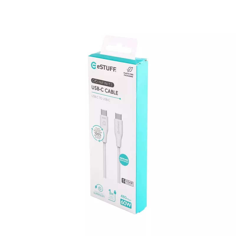 eSTUFF ES604170 USB-kaapeli USB 2.0 1 m USB-C valkoinen
