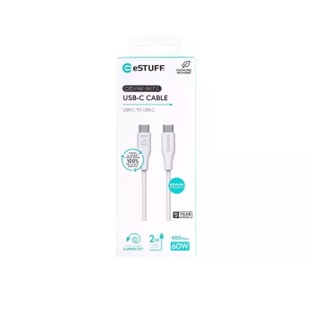 USB-kaapeli eSTUFF ES604270 2 m USB-C valkoinen USB 2.0 0,48 Gbit/s