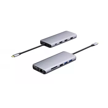 eSTUFF ES623009 USB-keskitin USB 3.2 Gen 1 (3.1 Gen 1) Type-C 5000 Mbit/s harmaa