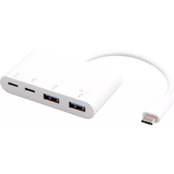 USB-keskitin eSTUFF USB-C - 2 x USB 3.0 & 2 x USB-C 3.1 10000 Mbit/s valkoinen