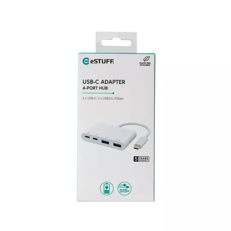 eSTUFF ES625002 USB-C-keskitin, 2 x USB-C 5 Gbps