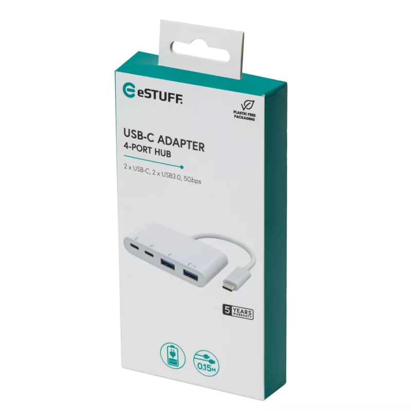 eSTUFF ES625002 USB-C-keskitin, 2 x USB-C 5 Gbps