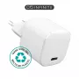 eSTUFF 100 % kierrätetty muovi - kotilaturi USB-C PD 3A 20W, EU-pistoke - valkoinen
