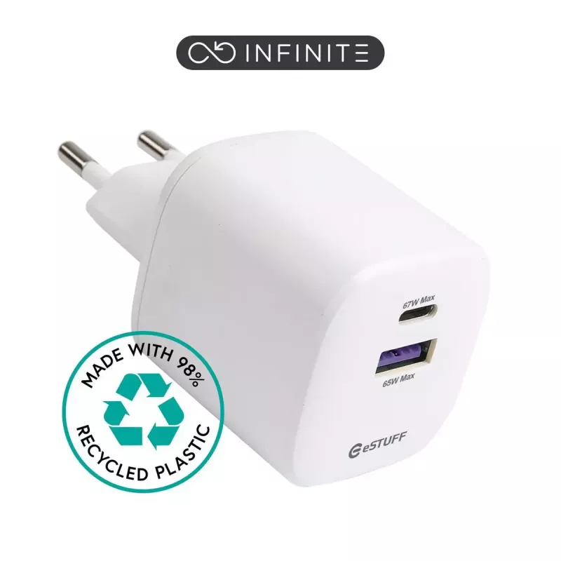 Mobiililaitteen laturi eSTUFF ES637065 yleinen valkoinen AC sisäkäyttöön USB Type-C