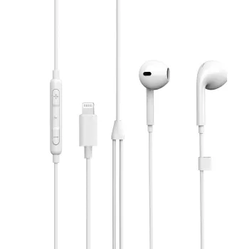 eSTUFF nappikuulokkeet Apple-laitteille, johdollinen, puhelut/musiikki, 90 g, kuulokkeet, valkoinen
