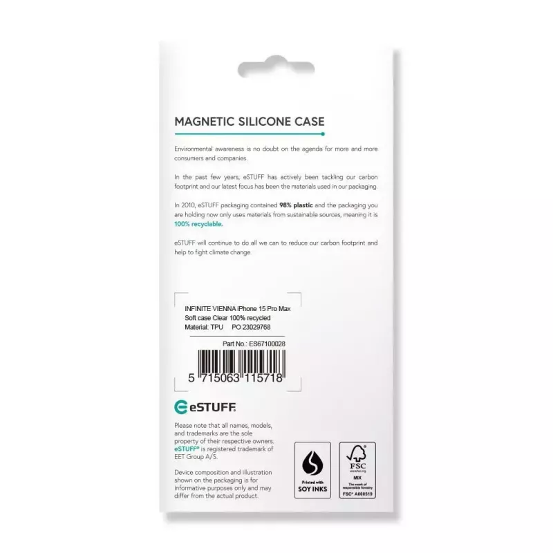 eSTUFF ES67100028 puhelinkotelo 17 cm (6,7 tuumaa) kotelo läpinäkyvä