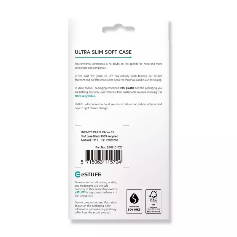 eSTUFF ES67101025 puhelinkotelo 15,5 cm (6,1 tuumaa) kotelo musta