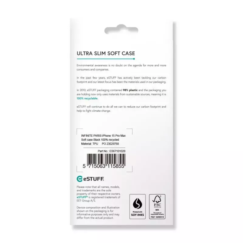 eSTUFF ES67101028 puhelinkotelo 17 cm (6,7 tuumaa) kotelo musta