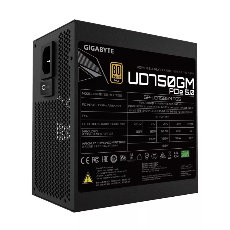 GIGABYTE UD750GM PG5 virtalähde 750 W 20+4 Pin ATX ATX musta