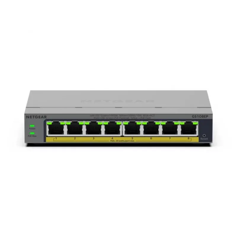 NETGEAR GS108EP hallittava L2/L3 Gigabit Ethernet (10/100/1000) harmaa