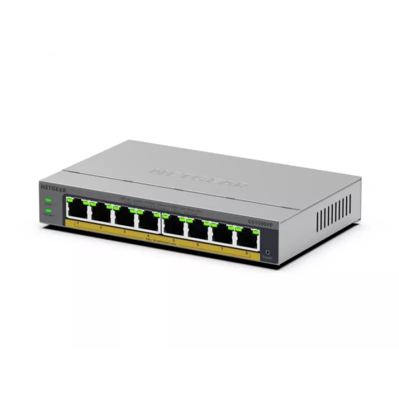 NETGEAR GS108EPP hallitsematon Gigabit Ethernet (10/100/1000) Power over Ethernet (PoE) pöytä-/seinäasennus harmaa