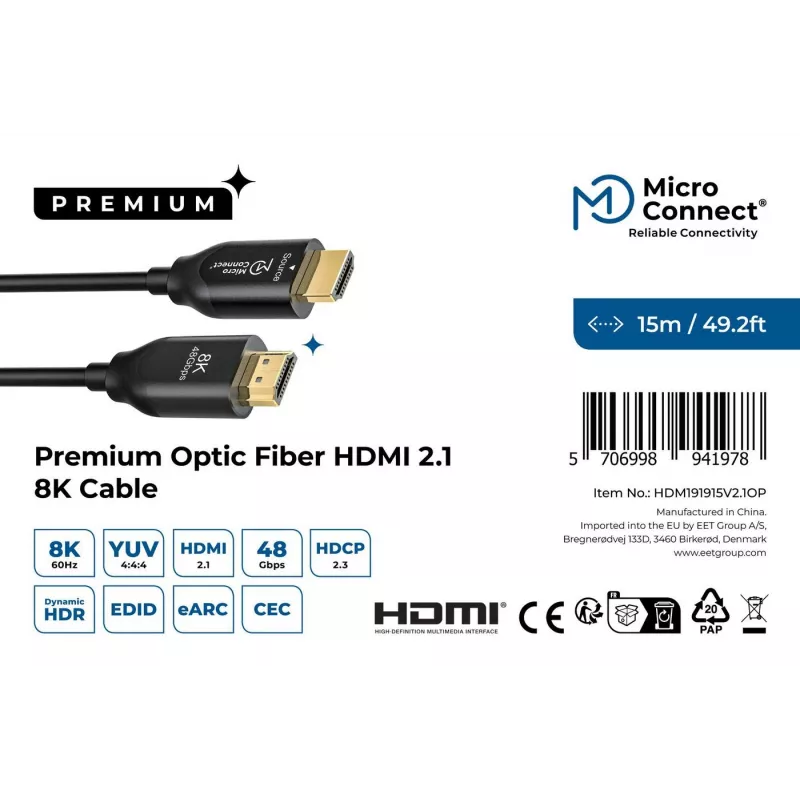 Microconnect Premium Optic HDMI -kaapeli 15 m