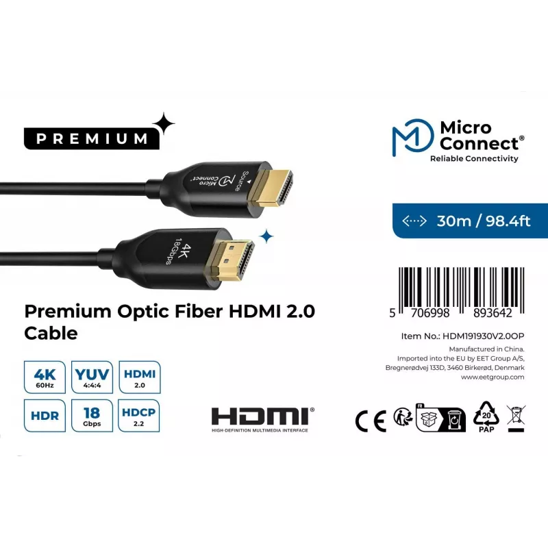 Microconnect Premium Optic HDMI -kaapeli 30 m