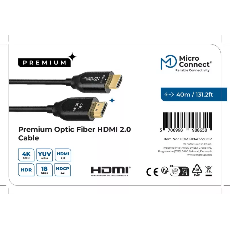Microconnect Premium Optic HDMI -kaapeli 40 m
