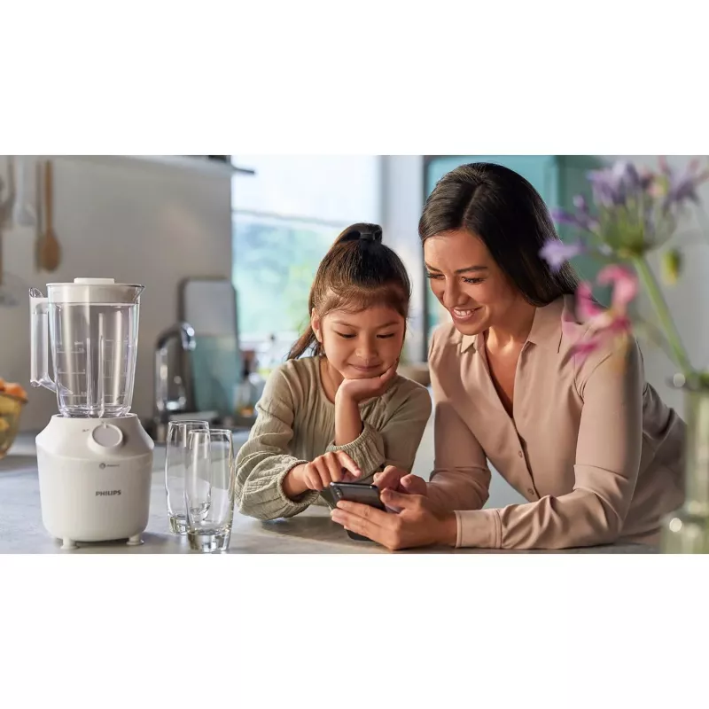 Pöytäblenderi Philips HR2041/00 — 450 W, 1,9 L muovisäiliö, ruostumattomat terät, valkoinen