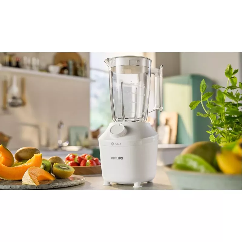 Pöytäblenderi Philips HR2041/00 — 450 W, 1,9 L muovisäiliö, ruostumattomat terät, valkoinen