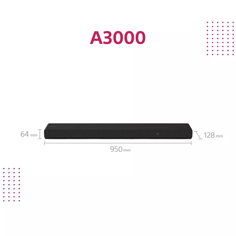 Soundbar Sony HT-A3000 musta 3.1 kanavaa 250 W