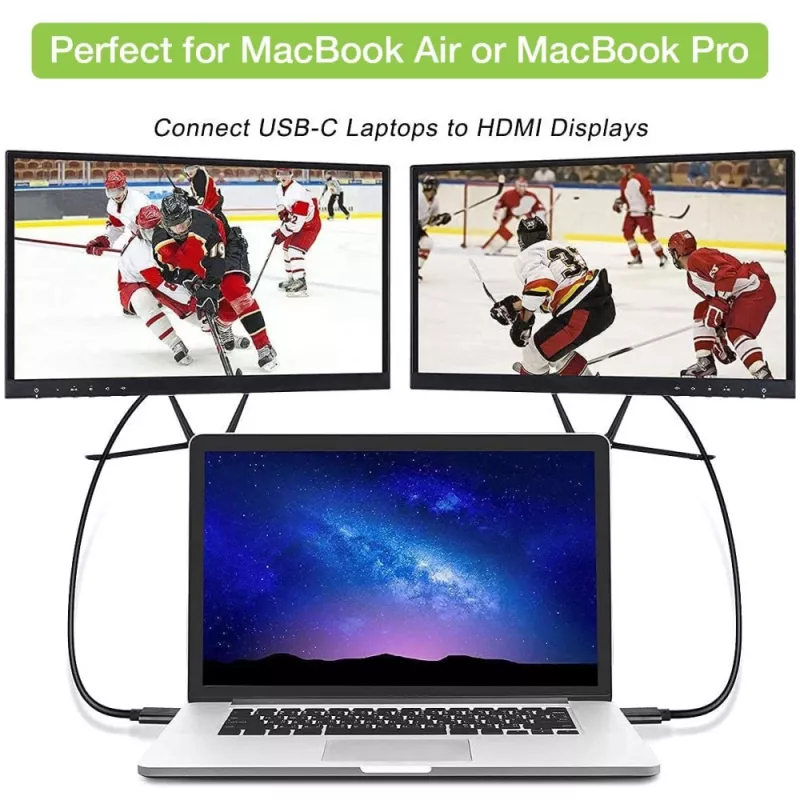 Techly sovitinkaapeli USB-C uros HDMI 2.0 4K uros 2 m musta
