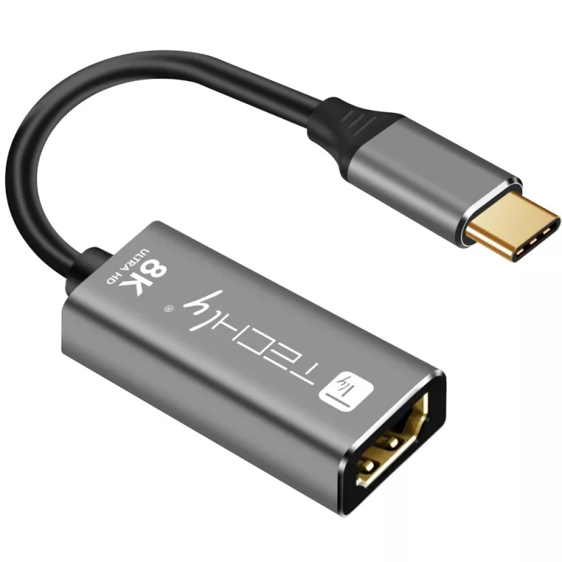 Techly IADAP-USBC-HDMI8 USB-näytönohjainsovitin 7680 x 4320 pikseliä musta, hopea