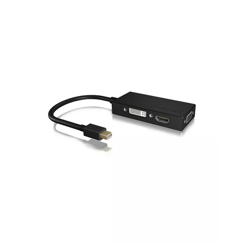 ICY BOX IB-AC1032 Mini DisplayPort DVI-D + VGA (D-Sub) + HDMI musta