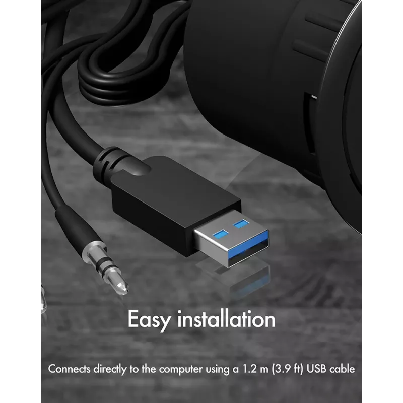 ICY BOX IB-HUB1403A 4-porttinen USB 3.0 -pöytähubi äänituloilla/-lähdöllä, musta