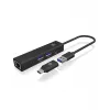ICY BOX IB-HUB1439-LAN johdollinen USB 3.2 Gen 1 (3.1 Gen 1) Type-A musta