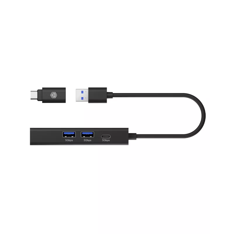 ICY BOX IB-HUB1439-LAN johdollinen USB 3.2 Gen 1 (3.1 Gen 1) Type-A musta