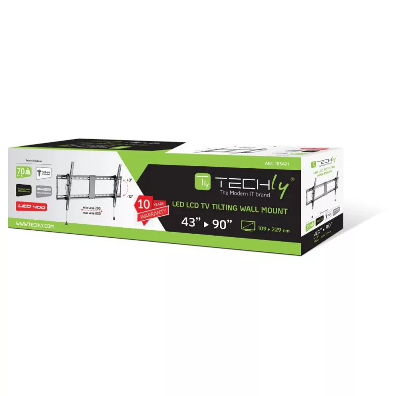 Techly ICA-PLB 590 TV-seinäteline/jalusta 2,29 m (90 inch) musta