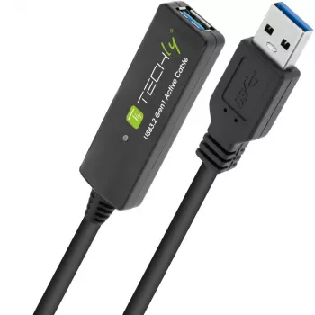 Techly ICUR30100G USB-kaapeli USB 3.2 Gen 1 (3.1 Gen 1) 10 m USB-A musta