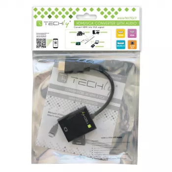 Techly kaapelisovitin konvertteri HDMI-VGA Micro USB:lla ja äänellä IDATA HDMI-VGA2AU