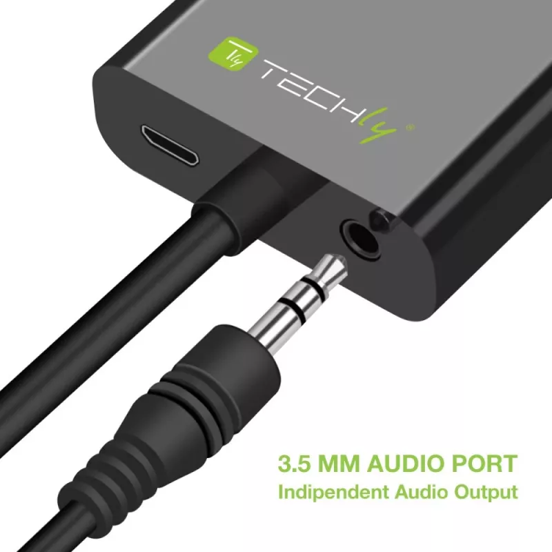 Techly kaapelisovitin konvertteri HDMI-VGA Micro USB:lla ja äänellä IDATA HDMI-VGA2AU