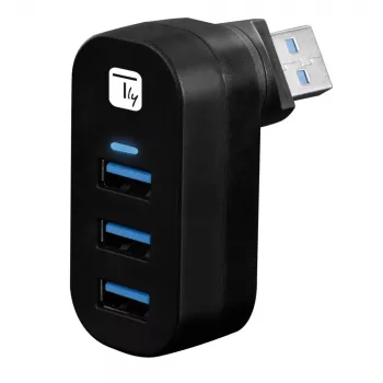Techly IUSB3-HUB3-ROTB USB-keskitin USB 3.2 Gen 1 (3.1 Gen 1) Type-A 5000 Mbit/s musta