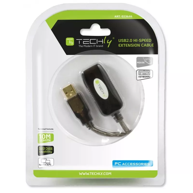 Techly aktiivinen jatkokaapeli USB 2.0 Hi-Speed 10 m IUSB-REP10TY