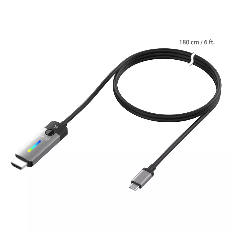 j5create JCC157-N USB-C - HDMI 2.1 8K -kaapeli 1,79 m