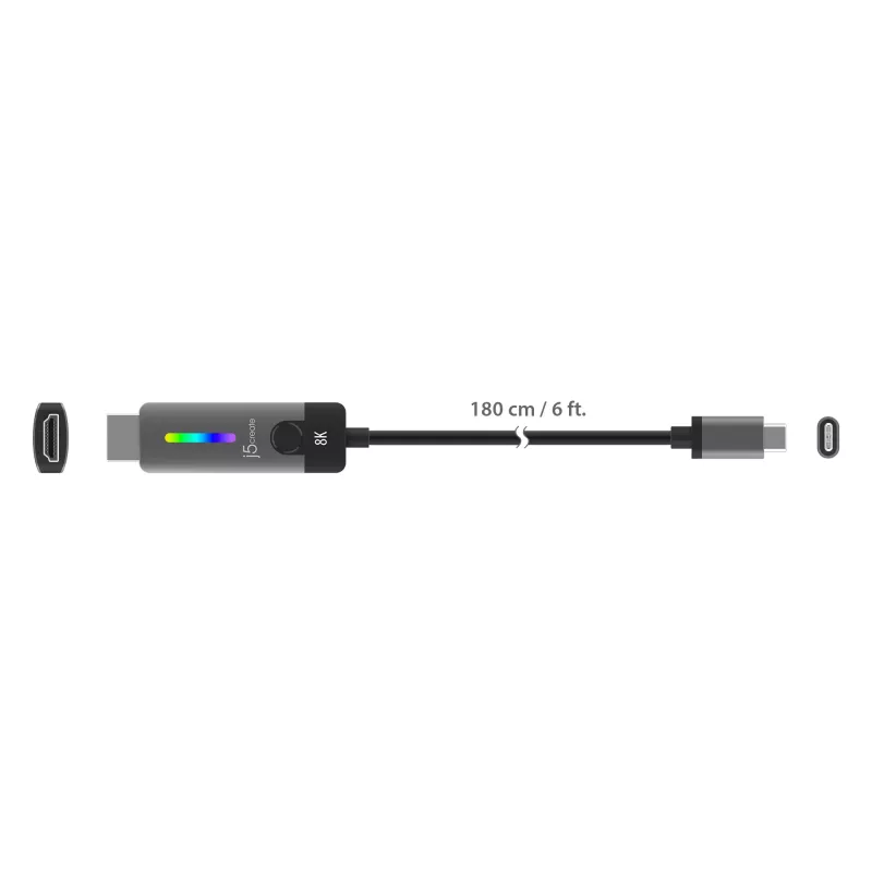 j5create JCC157-N USB-C - HDMI 2.1 8K -kaapeli 1,79 m