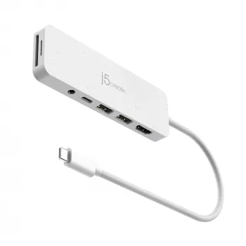 j5create JCD373EW - USB-C®-moniporttikeskitin Power Delivery -tuella
