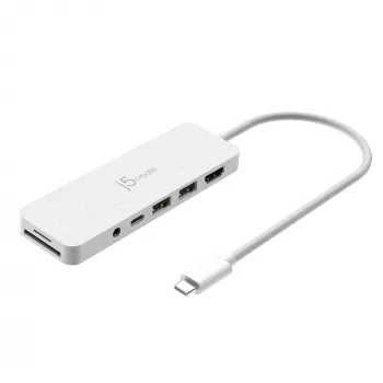 j5create JCD373EW - USB-C®-moniporttikeskitin Power Delivery -tuella