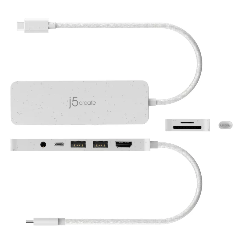 j5create JCD373EW - USB-C®-moniporttikeskitin Power Delivery -tuella