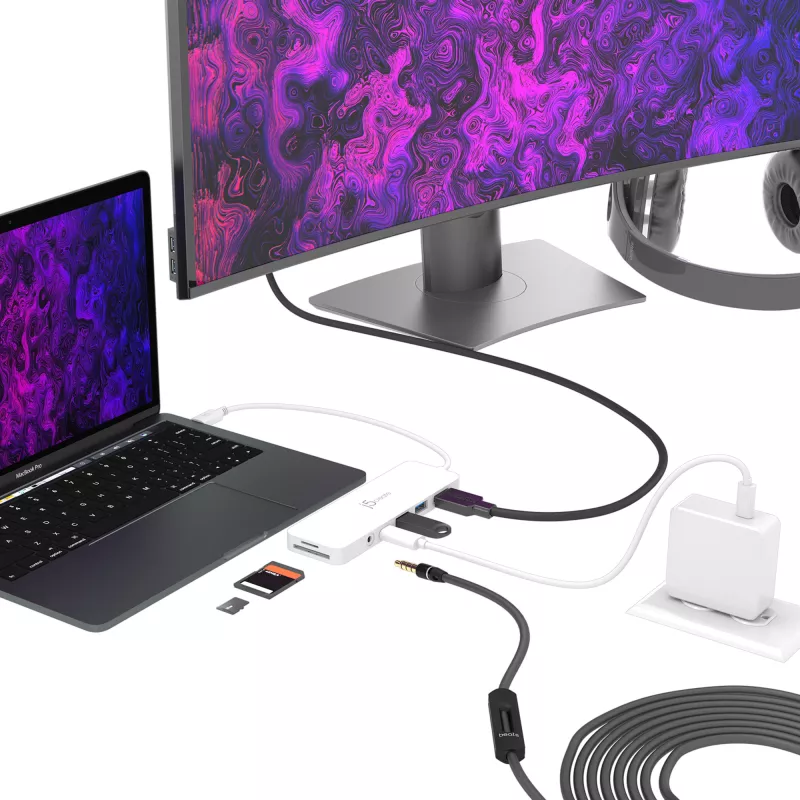 USB-C-monisovitin j5create JCD373-N 60W Power Delivery 4K