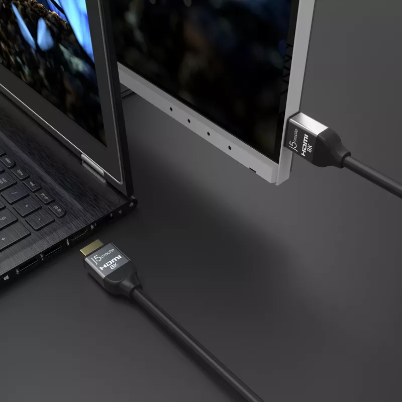j5create JDC53 Ultra High Speed 8K UHD HDMI™ -kaapeli, musta ja harmaa, 2 m