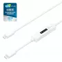 j5create JUCP14 USB-C™ 2.0 - USB-C™ -kaapeli dynaamisella OLED-tehomittarilla, valkoinen, 1,2 m