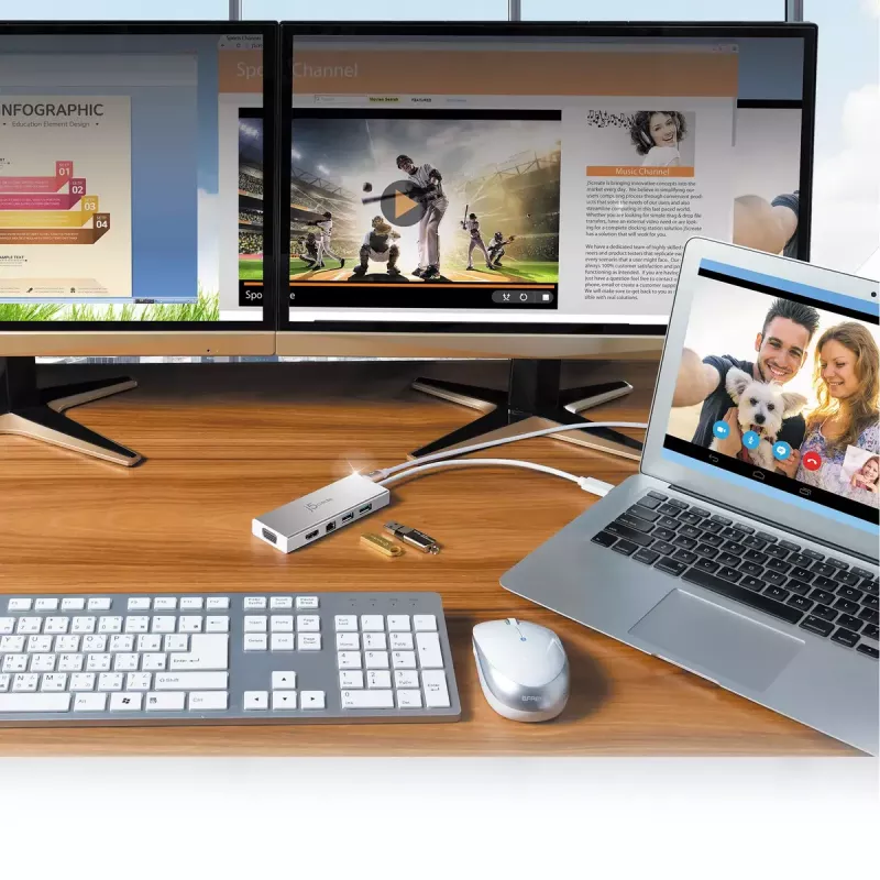 j5create JUD380 USB™ 3.0 -minitelakka, 1x HDMI ja 3x USB-liitännät, hopea