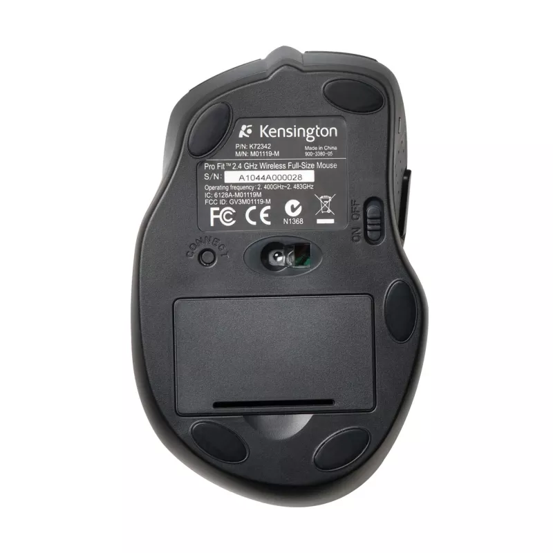 Kensington Pro Fit Wireless Full-Size -hiiri, molempikätinen, optinen, RF Wireless, 1600 DPI, musta