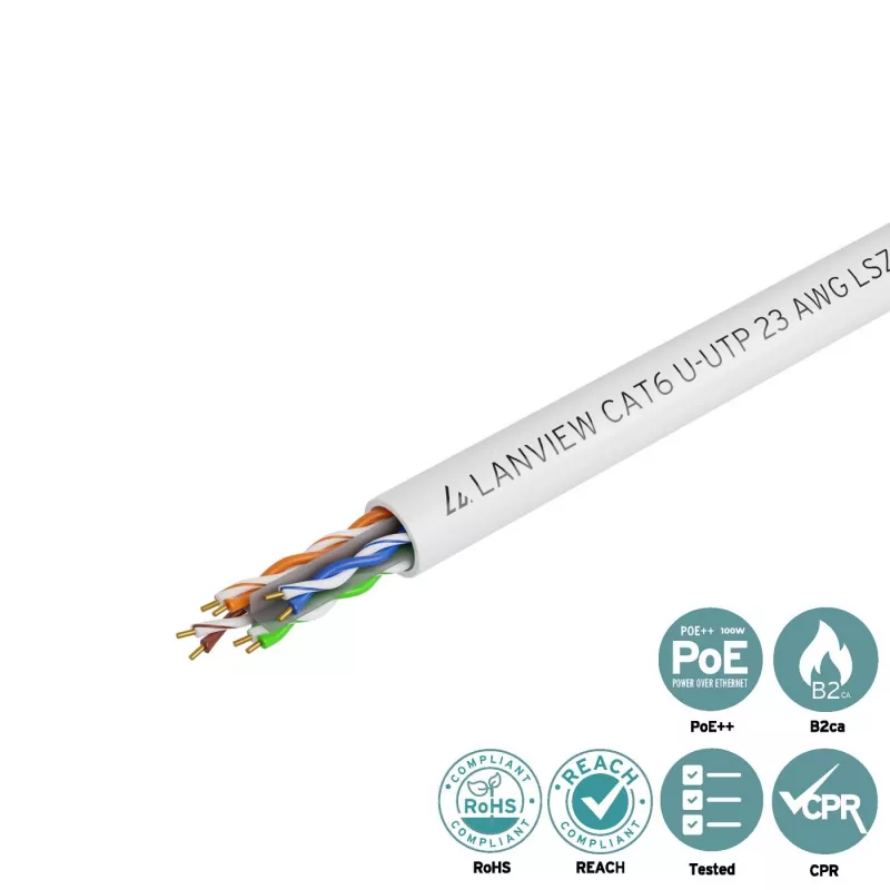 Verkkokaapeli Lanview LVN122114 305m Cat6 U/UTP 10000 Mbit/s valkoinen