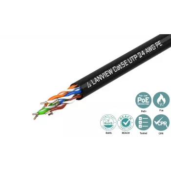 Lanview LVN122149 verkkokaapeli musta 305 m Cat5e U/UTP (UTP)